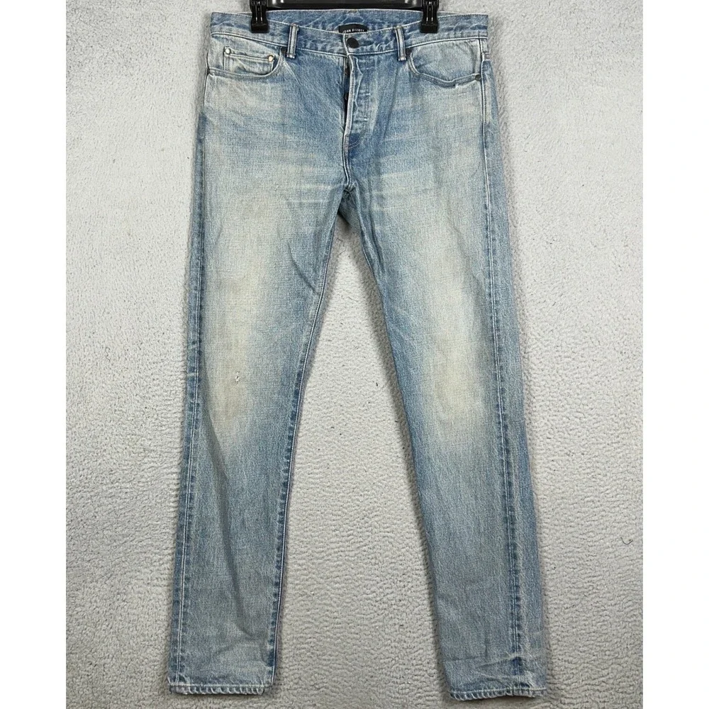 John Elliott Jeans Mens 32 Blue Japanese Denim Slim Straight Button Fly 5-Pocket